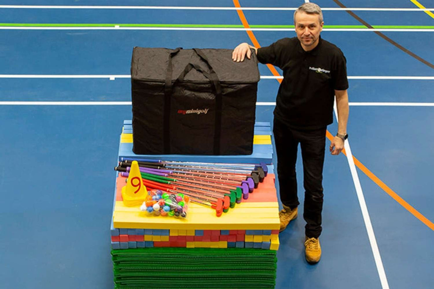 compact supersize mini golf course, ready for compact storing