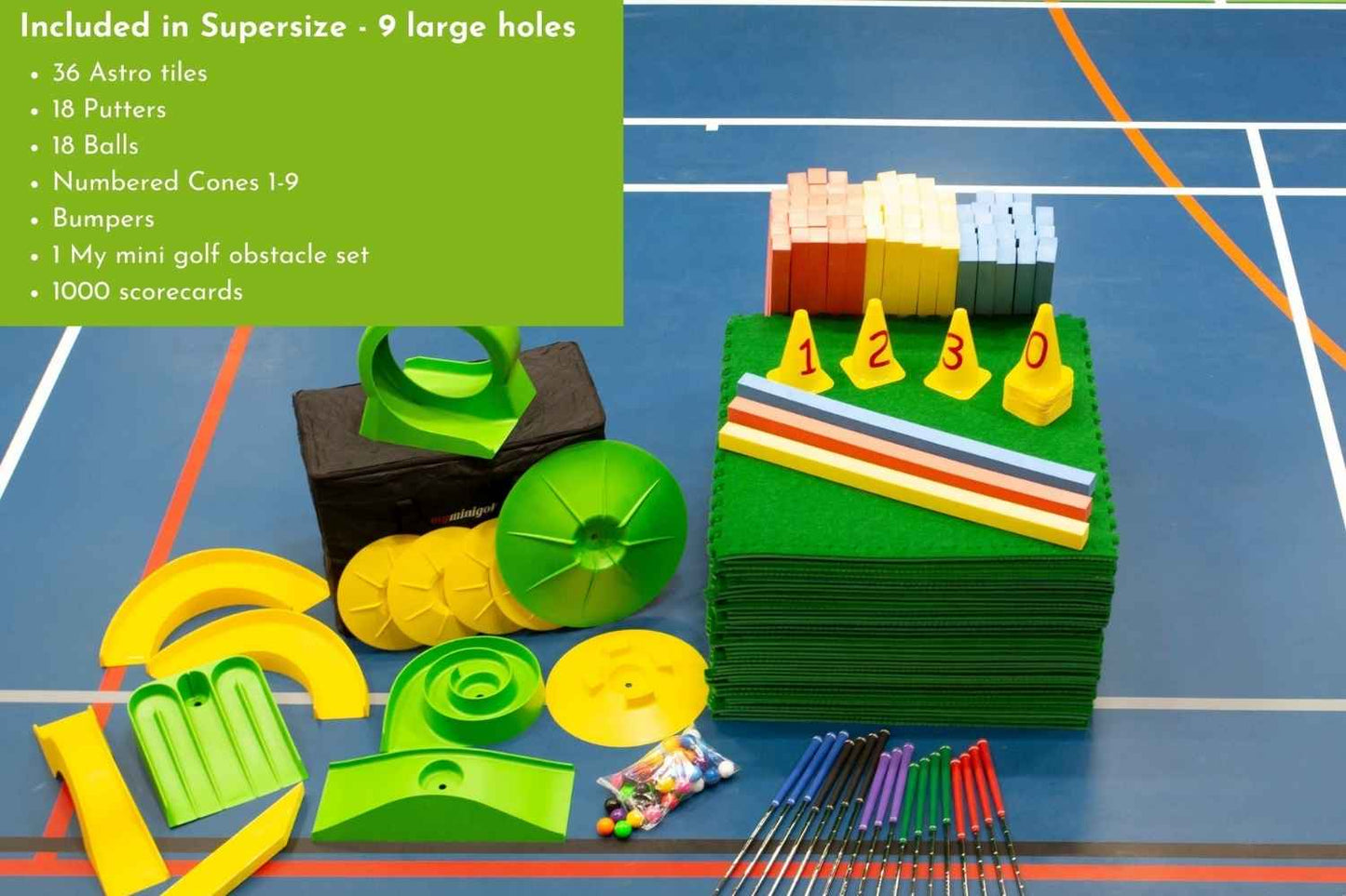 whats included in supersize mini golf course