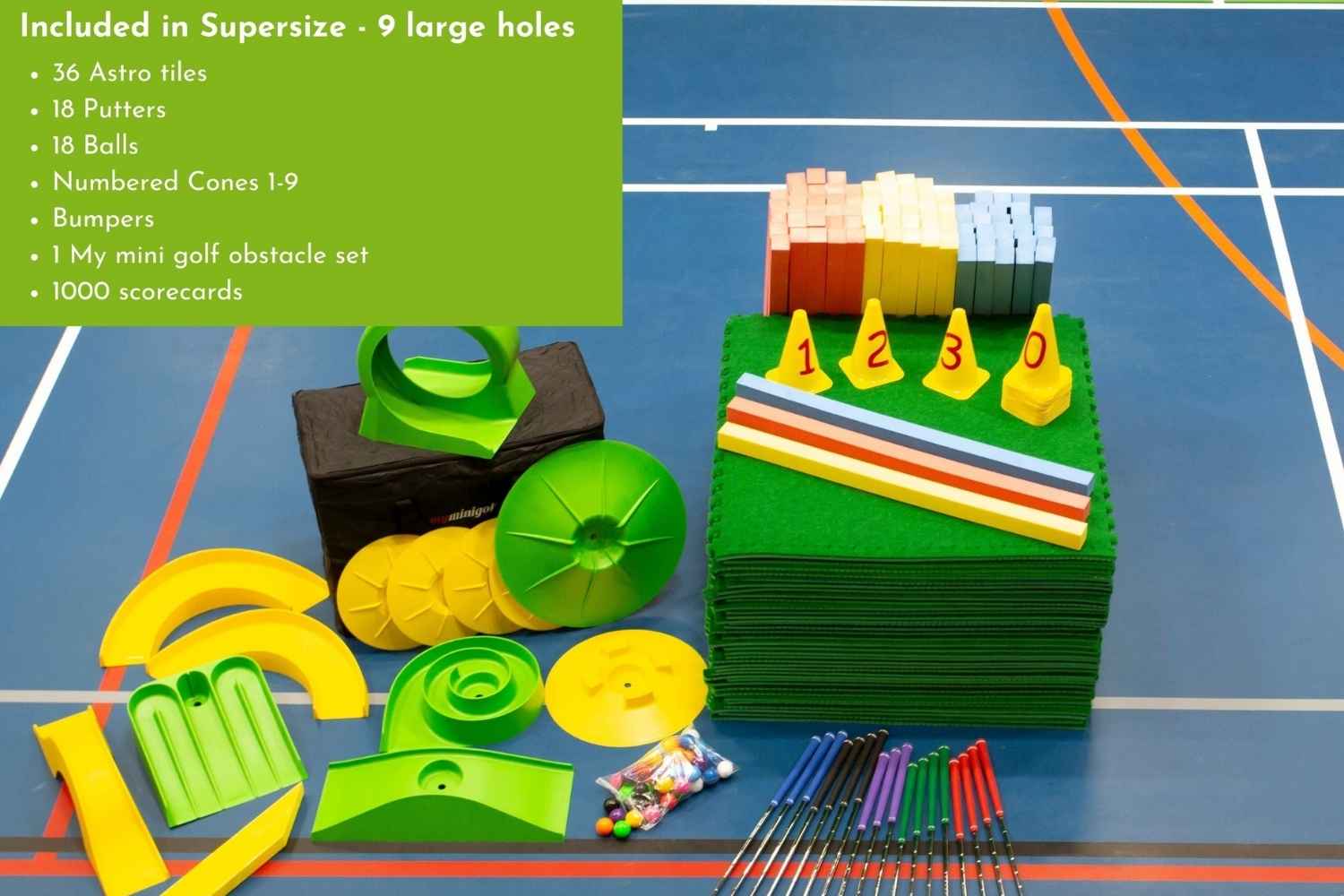 whats included in supersize mini golf course