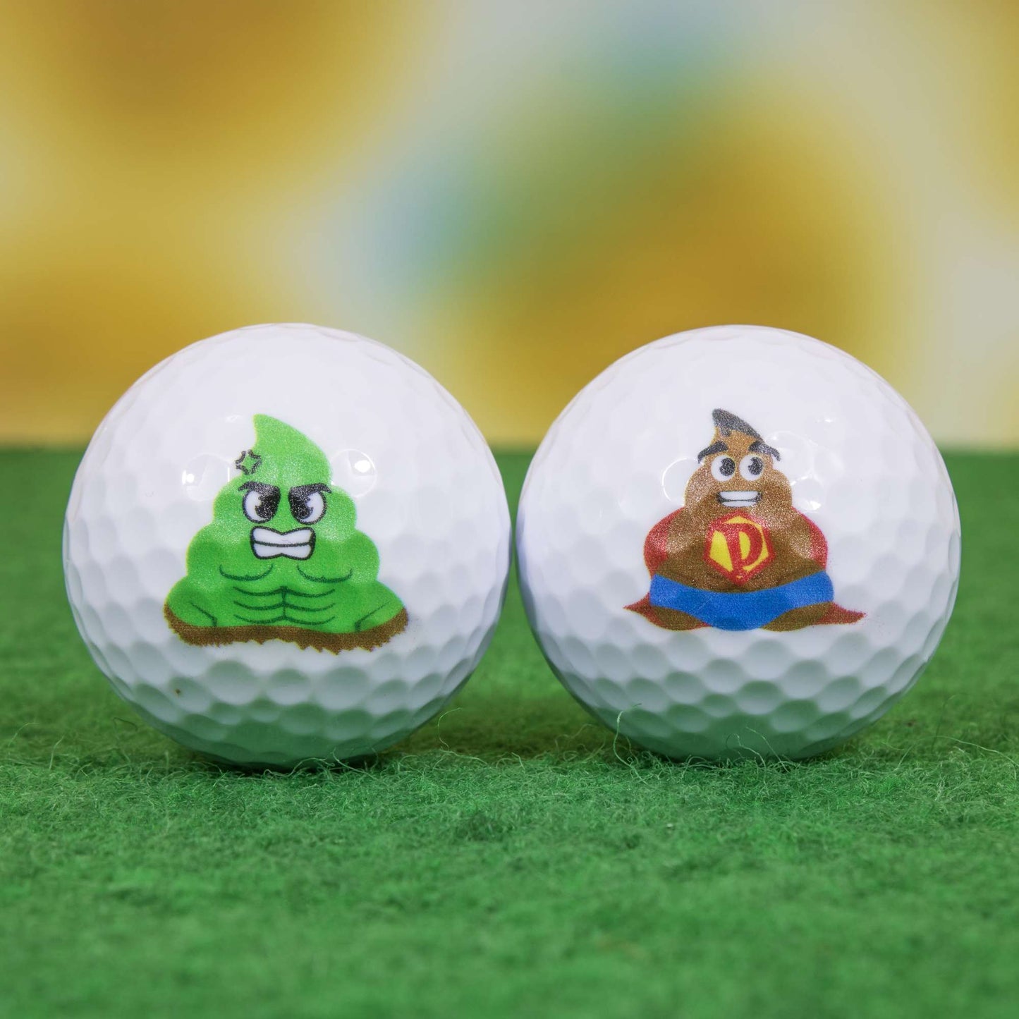 Superhero Poop Emoji Mini Golf Balls - White