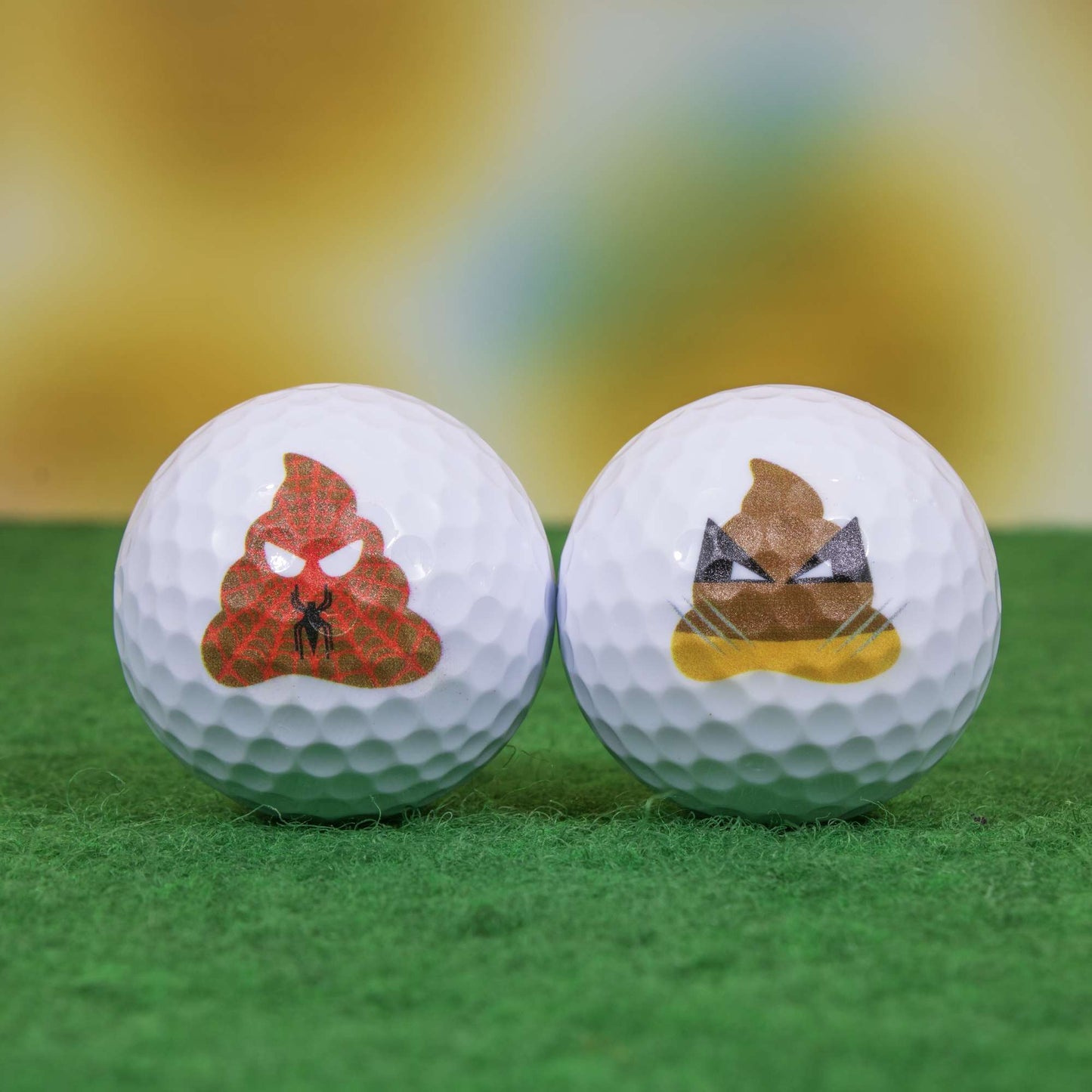 Superhero Poop Emoji Mini Golf Balls - White