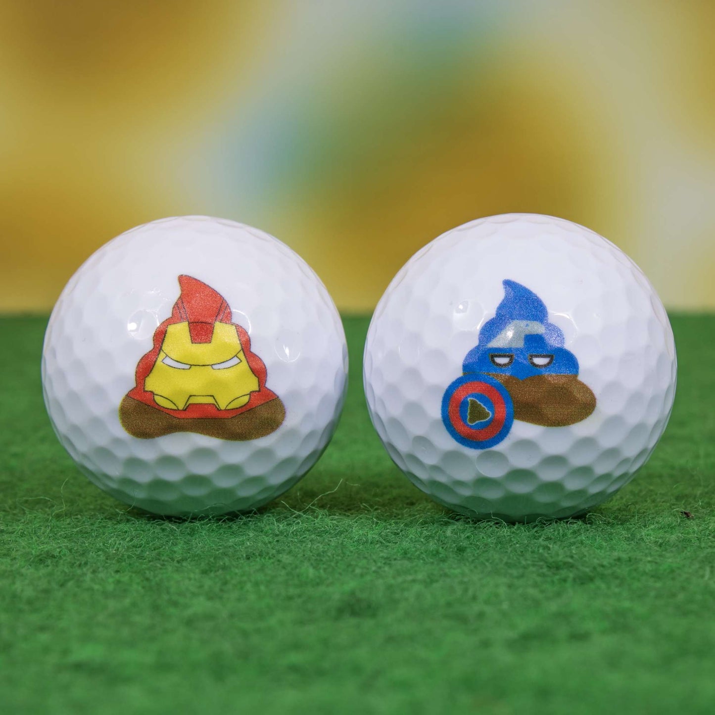 Superhero Poop Emoji Mini Golf Balls - White
