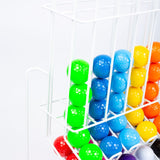 close up of mini golf ball rack