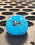 HUKD crazy golf branded ball with logo in blue