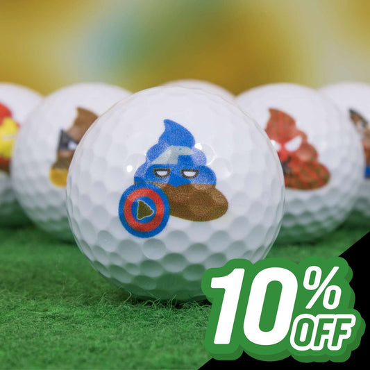 Palline da Minigolf Emoji Cacca Supereroe - Bianco