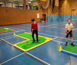 school children playing on funsize mini golf course 