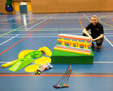 whats included in schools bitesize mini golf course - astro tiles, bumpers, cones, balls, putters and my mini golf obstacles
