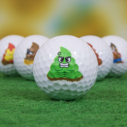 Superhero Poop Emoji Mini Golf Balls - White